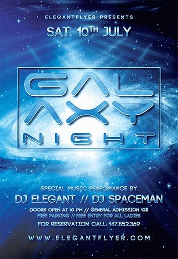 Blue Modern Galaxy Night Premium Flyer Template PSD | by Elegantflyer