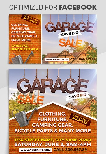 Yellow Creative Garage Sale Facebook Premium Social Media Template PSD   Garage Sale Facebook Cover Template In Psd Post Event Cover 73301 