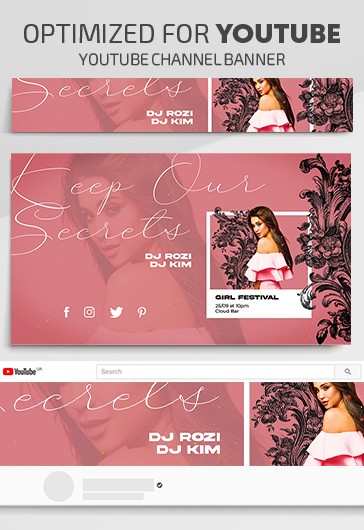 Girl Festival - Free Youtube Channel banner PSD Template - 10028174 ...