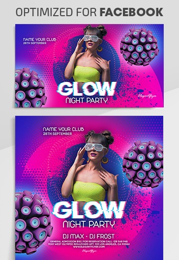 Impreza Glow Night na Facebooku - Szablony Facebooka
