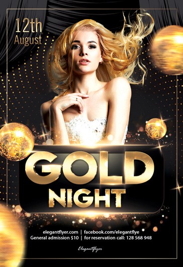 Black and Gold Luxury Gold Night Premium Flyer Template PSD | by ...