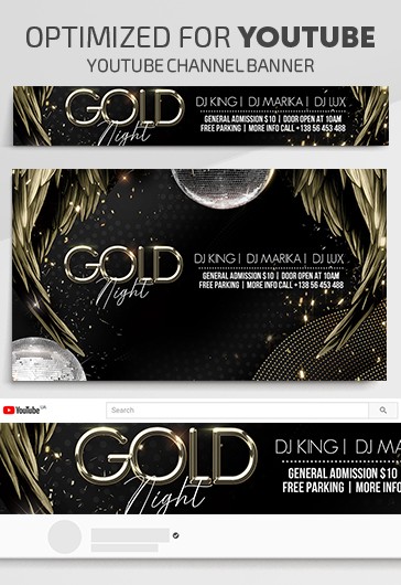 Black Luxury Gold Night Youtube Premium Social Media Template PSD | by ...