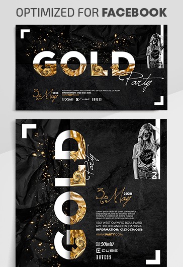 Black Luxury Gold Party Invitation Facebook Premium Social Media ...