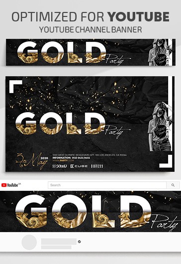Black Luxury Gold Party Invitation Youtube Premium Social Media ...