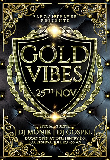 Black and Gold Luxury Gold Vibes Free Flyer Template PSD | by Elegantflyer