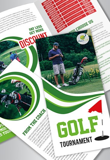 Brochura tripla de golfe