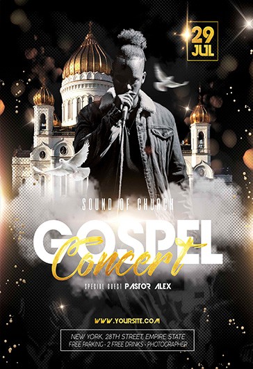 Gospel Extravaganza Church Concert Flyer plus Poster Template