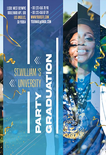 Blue Artistic Graduation Party Flyer Free Flyer Template PSD by Blue Artistic Graduation Party Flyer Free Flyer Template PSD by