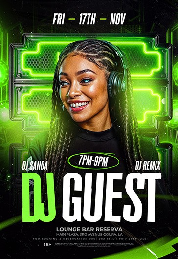 Volantino della performance live del DJ ospite