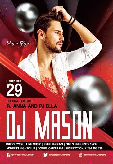 Red Creative Guest Dj Mason Premium Flyer Template PSD | by Elegantflyer