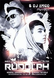 White Nero e Bianco Ospite DJ Rudolph Modello di Volantino Premium PSD