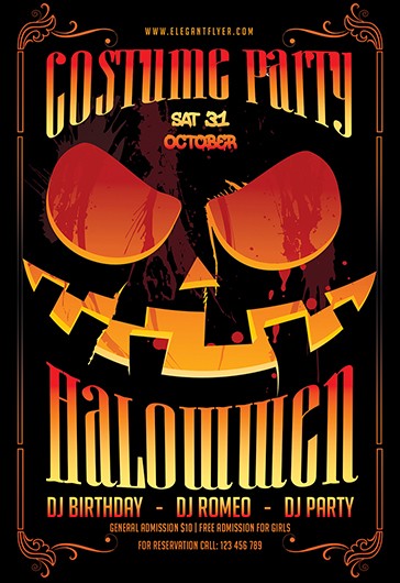 Black Creative Halloween Costume Party Premium Flyer Template PSD | by ...