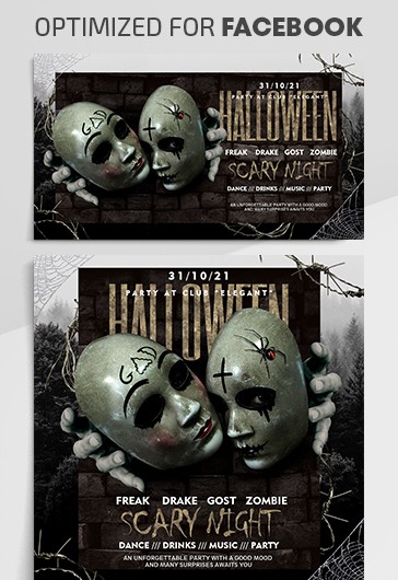 Gray Grunge Halloween Facebook Premium Social Media Template PSD | by ...