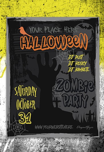 Black Modern Halloween Premium Flyer Template PSD | by Elegantflyer
