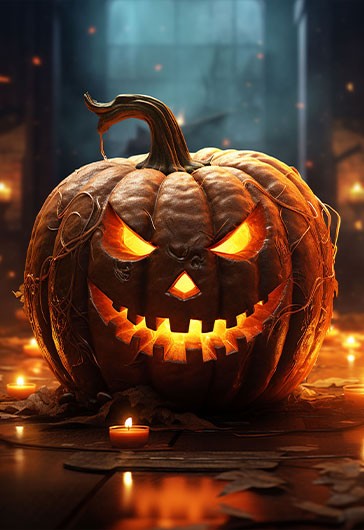 Böser Halloween-Kürbis mit leuchtenden Augen - Kostenlose Halloween-Bilder