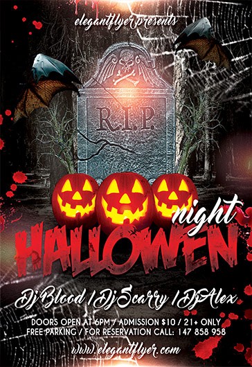 Black Artistic Halloween Night Premium Flyer Template PSD | by Elegantflyer
