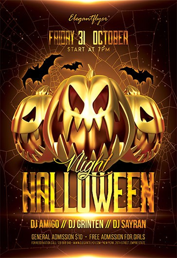 Golden Luxury Halloween Night Premium Flyer Template PSD | by Elegantflyer