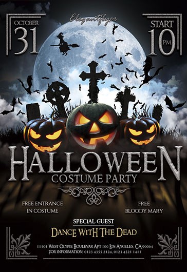 Gray Creative Halloween party Free Flyer Template PSD | by Elegantflyer