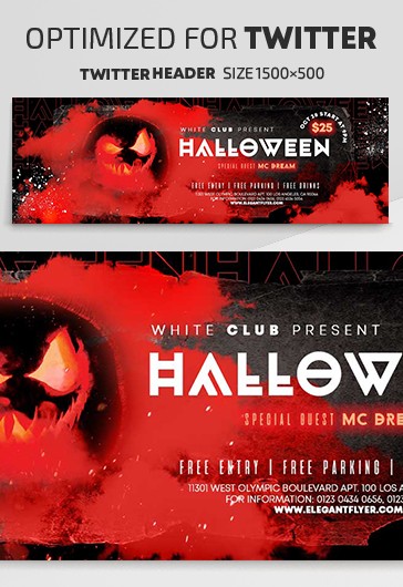 Red Creative Halloween Party Twitter Header Premium Social Media ...