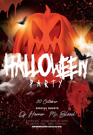 Black Creative Creepy Halloween Premium Flyer Template PSD | by ...