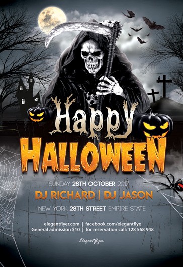 Black Exclusive Happy Halloween Premium Flyer Template PSD | by ...
