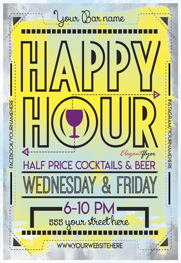 Multicolor Gradient Happy Hour Premium Flyer Template Psd By Elegantflyer