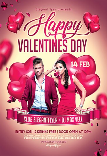 Pastel Simple Happy Valentines Day Premium Flyer Template PSD | by ...