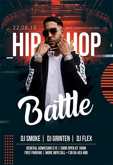 Black Artistic Hip Hop Battle Premium Flyer Template PSD | by Elegantflyer