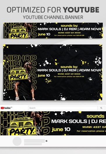 Black Creative Hip Hop Party Youtube Free Social Media Template PSD ...
