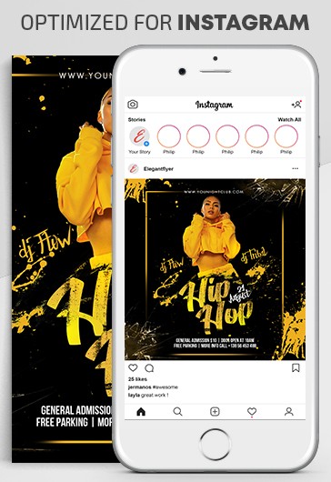 Black Creative Hip Hop Party Instagram Premium Social Media Template PSD