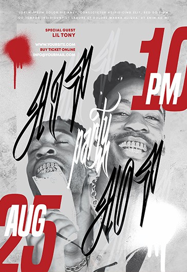 White Grunge Hip Hop Party Premium Flyer Template PSD | by Elegantflyer