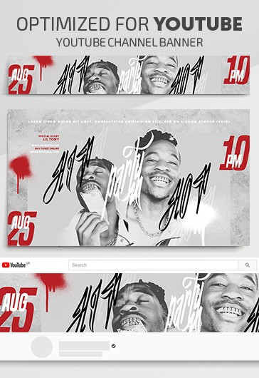 Gray Modern Hip Hop Party Youtube Premium Social Media Template PSD ...