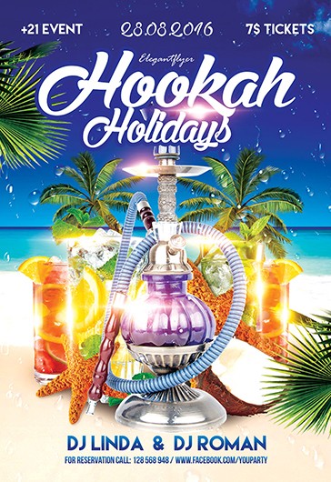 Blue Artistic Hookah Holidays Premium Flyer Template PSD | by Elegantflyer