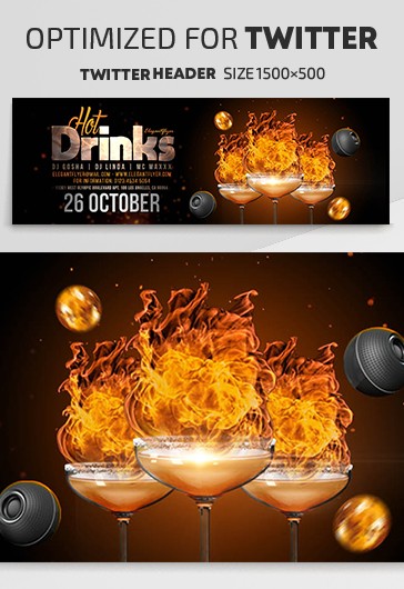 Black Modern Hot Drinks Twitter Premium Social Media Template PSD | by ...