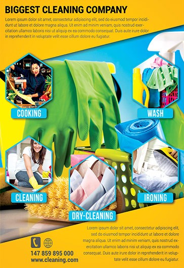 Multicolor Colorful House Cleaning Premium Flyer Template PSD | by