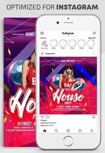 Blue Creative House Party Free Social Media Template PSD | by Elegantflyer