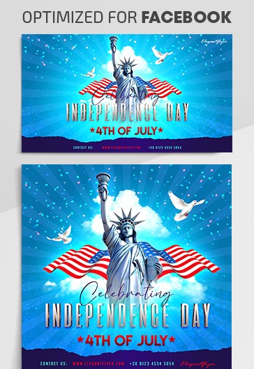 Blue Creative Independence Day Facebook Free Social Media Template PSD