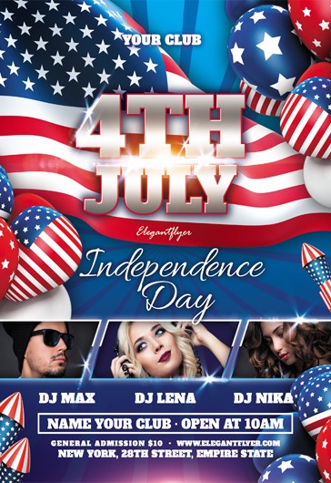 Blue Creative Independence Day Free Flyer Template PSD | by Elegantflyer