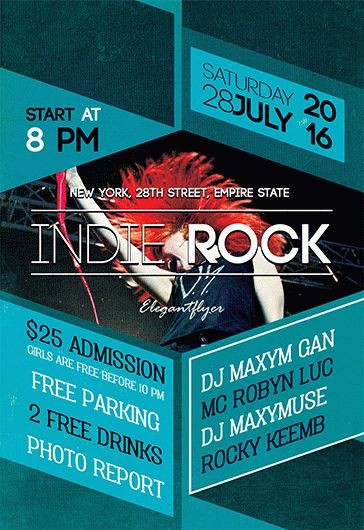 Blue Modern Indie Rock Premium Flyer Template PSD | by Elegantflyer