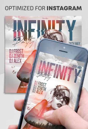 White Simple Infinity Party Instagram Premium Social Media Template PSD