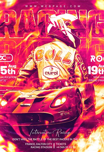 Orange Artistic International Racing Premium Flyer Template PSD | by ...