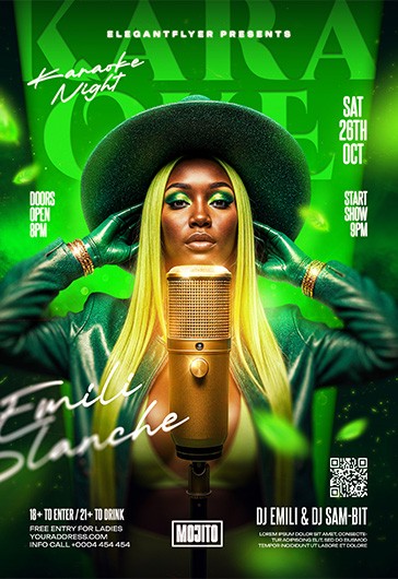 Green Glow Karaoke Bar Premium Flyer Template PSD by Elegantflyer Green Glow Karaoke Bar Premium Flyer Template PSD by Elegantflyer