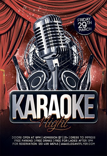 Red Artistic Karaoke Night V04 Premium Flyer Template PSD | by Elegantflyer