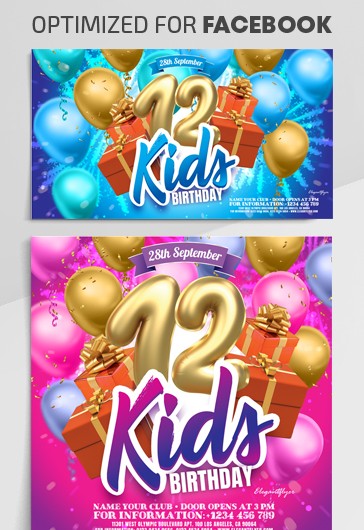 Pink Creative Kids Birthday Premium Social Media Template PSD | by ...