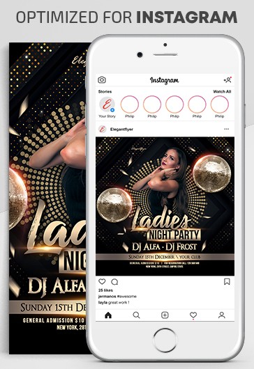 Black and Gold Luxury Ladies Party Instagram Premium Social Media ...