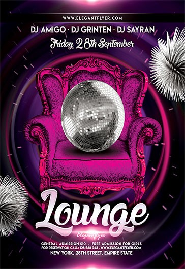 Purple Artistic Lounge Free Flyer Template PSD | by Elegantflyer