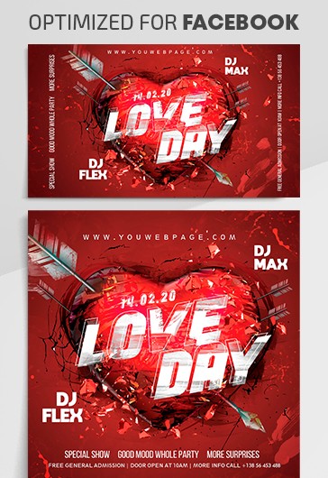 Red Creative Love Day Facebook Premium Social Media Template PSD | by ...