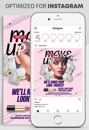 Pink Floral & Plants Makeup Artist Instagram Premium Social Media ...