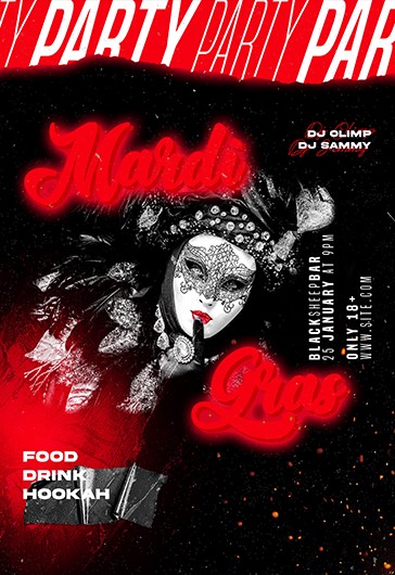 Mardi Gras Party Flyer - Masquerade