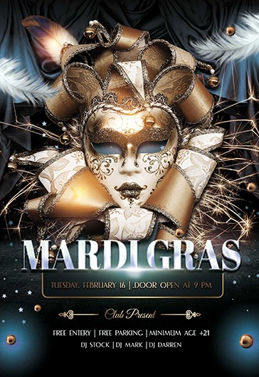 Black and Gold Luxury Masquerade Ball Party Free Flyer Template PSD ...